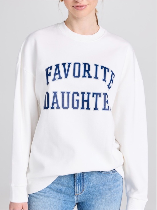 Favorite Daughter Tops - Favorite Daughter-Collegiate Crewneck Sweatshirt-M-Read